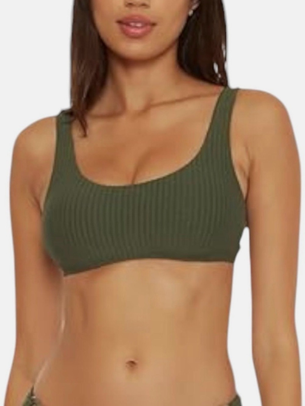 BECCA Line in The Sand Cactus Green Harley Rib Bikini SET D Cup/Large Bottom